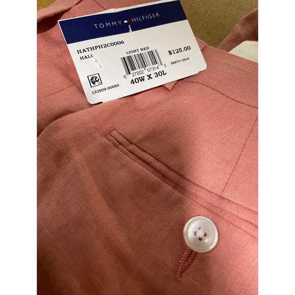 Tommy Hilfiger Mens Modern Fit Pure Linen Comfortable Pants Red Size 40x30 NWT - Picture 4 of 5